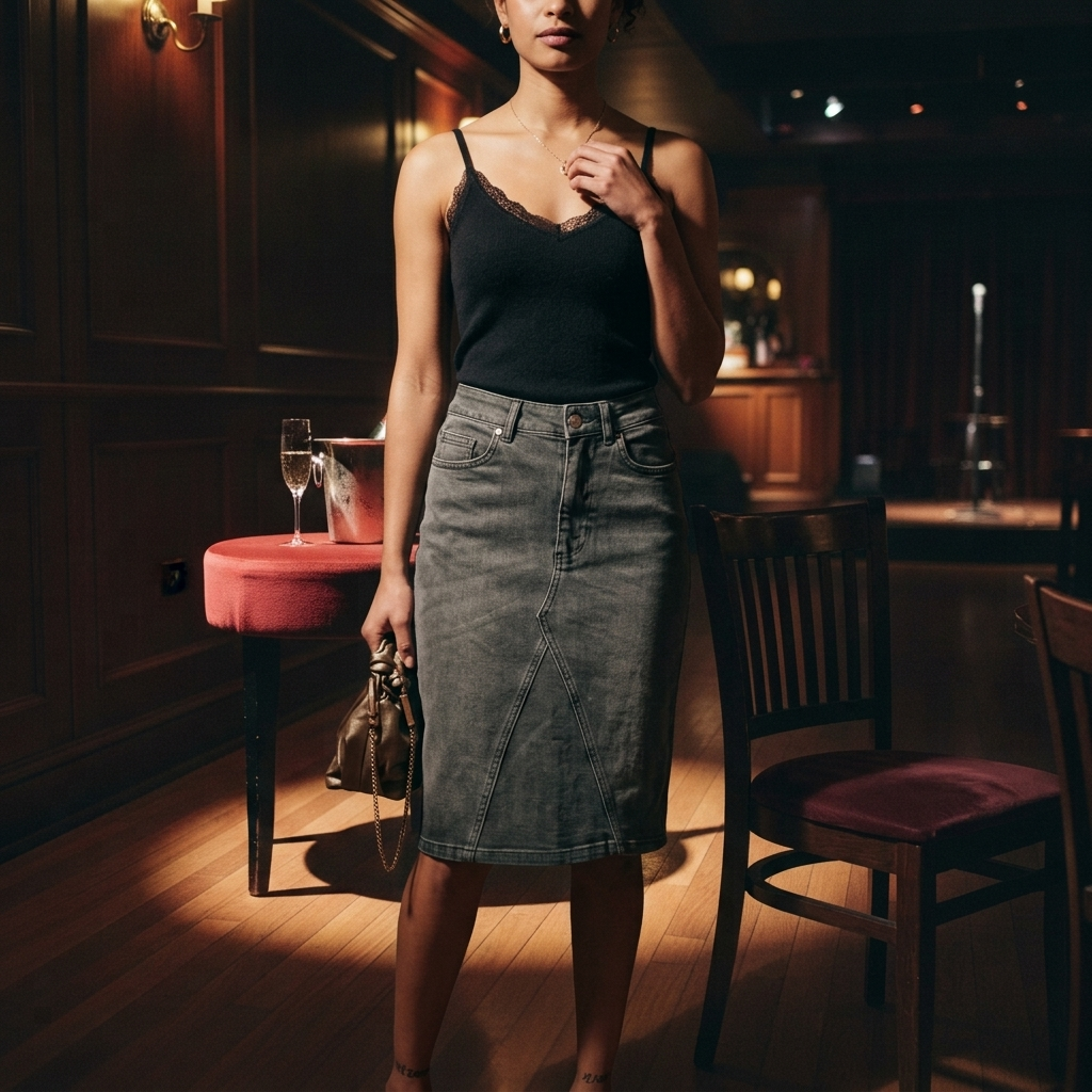 Women’s Black Mesh Pleated Midi Skirt